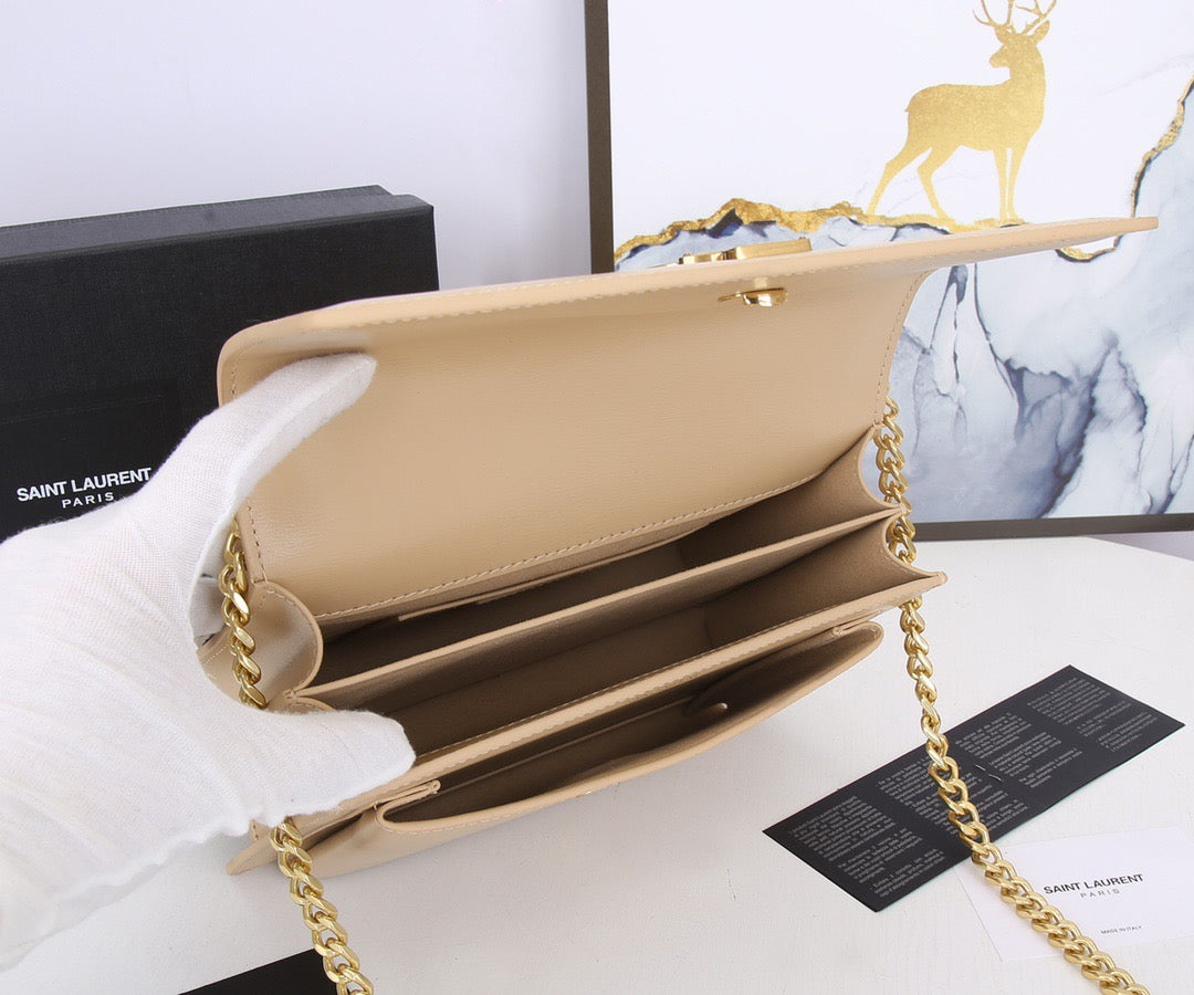Saint Laurent Sunset Medium Chain Bag In Nude Calfskin