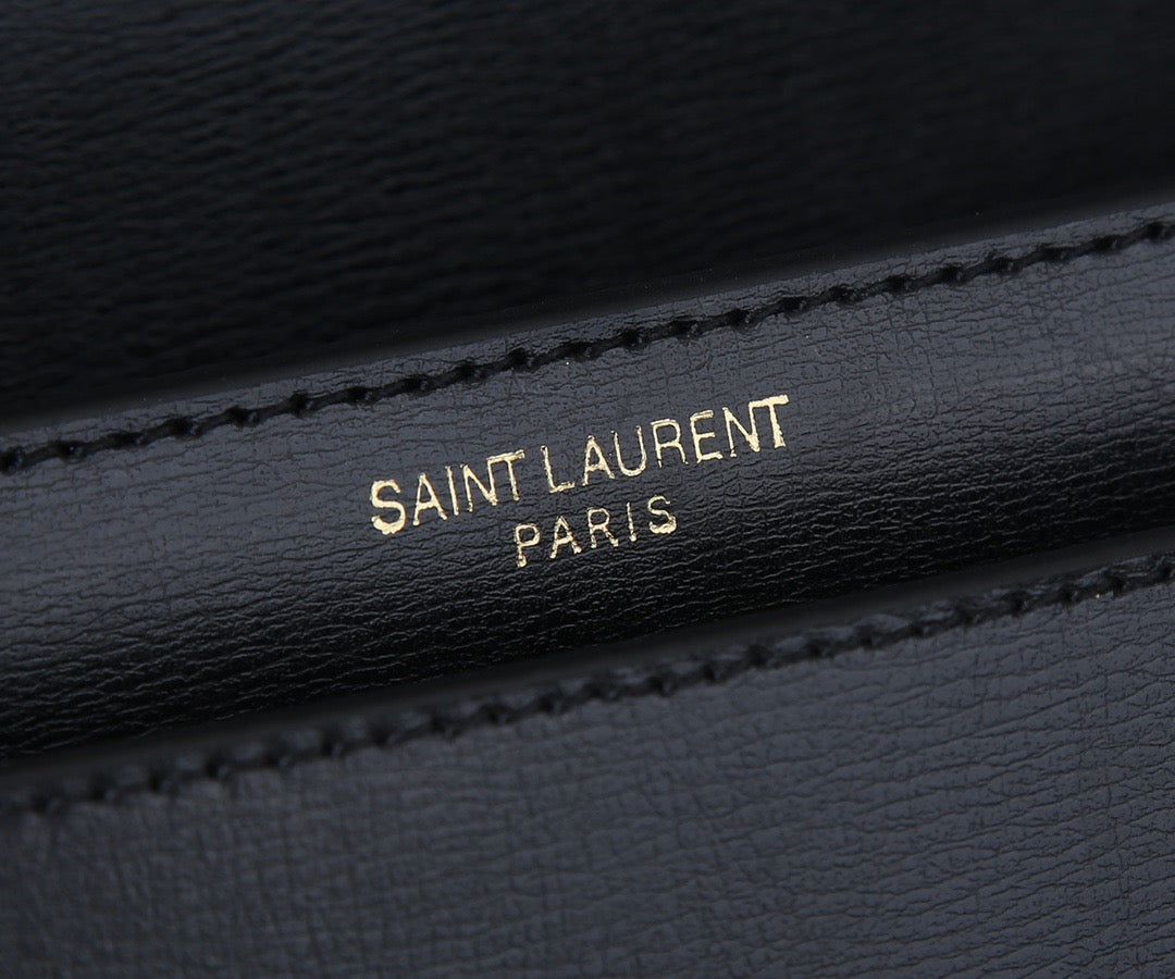 Saint Laurent Sunset Medium Chain Bag In Black Calfskin
