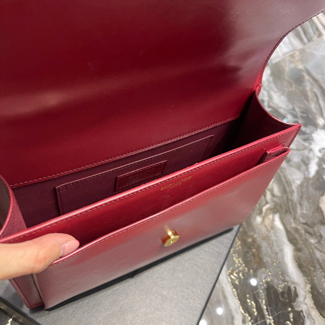 Saint Laurent Sunset Large Top Handle Bag In Red Calfskin
