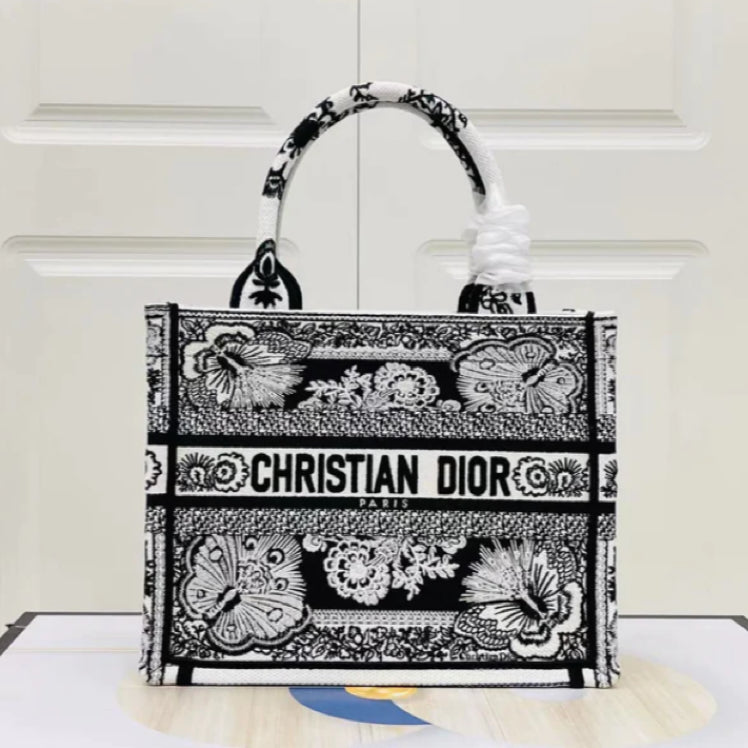 Dior Butterfly Series Embroidered Small Book Tote Bag