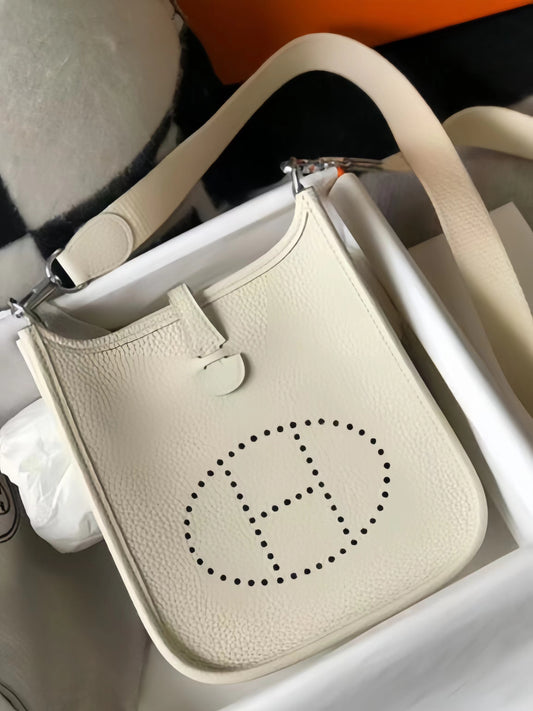 Hermes Evelyne III Mini Bag In Craie Taurillon Clemence Leather