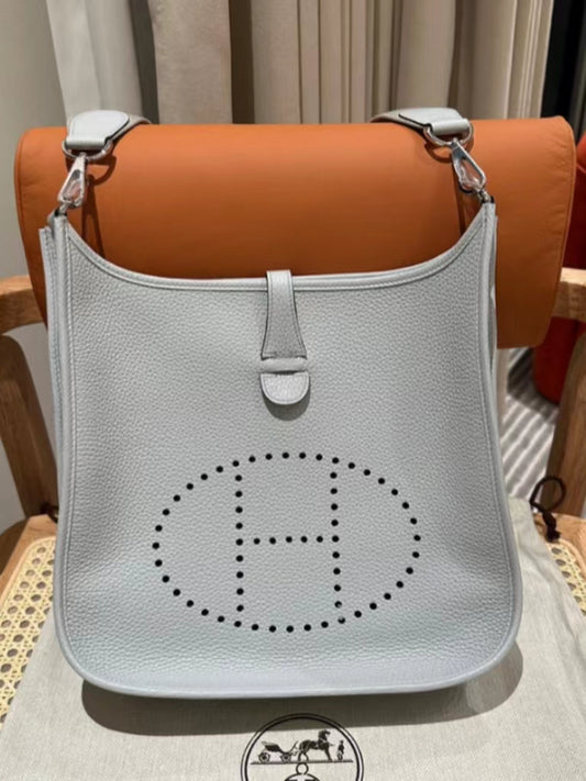 Hermes Evelyne III 29 Bag In Blue Pale Taurillon Clemence Leather