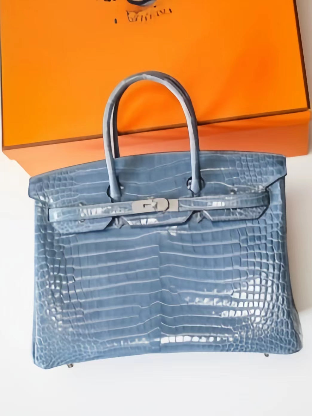 Hermes Birkin 35 Blue Crocodile Leather With Gold Hardware