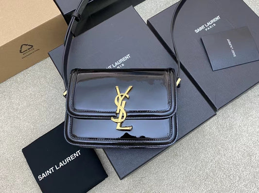 Saint Laurent Small Solferino Black Patent Leather Bag