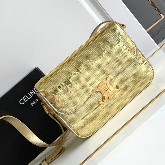 Celine Classic Triomphe Medium Bag In Gold