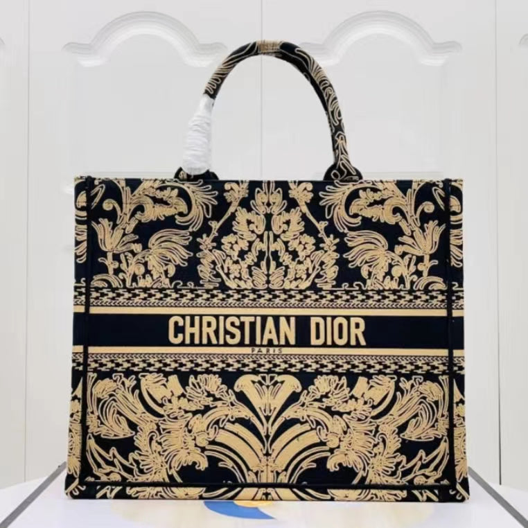 Dior Large Neo-Baroque Pattern Book Tote Bag In Brown