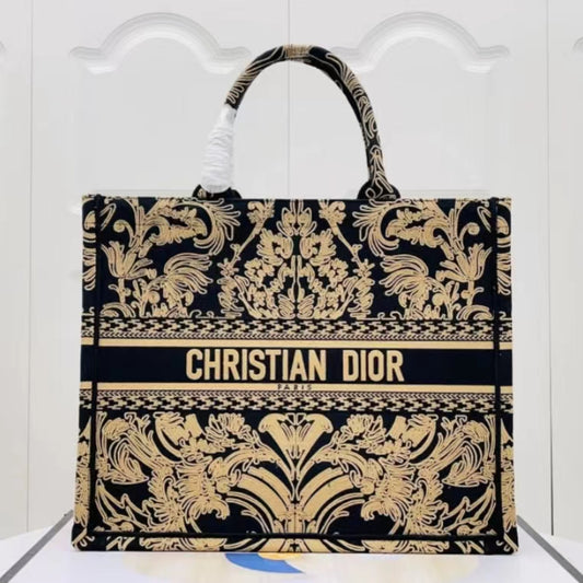 Dior Large Neo-Baroque Pattern Book Tote Bag In Brown