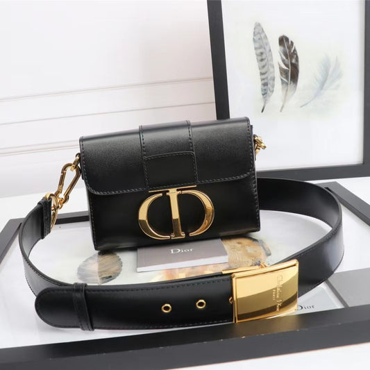 Dior 30 Montaigne Box Bag In Black Box Calfskin