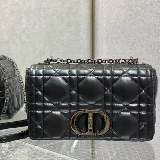 Dior Caro Small Bag In Black Cannage Calfskin