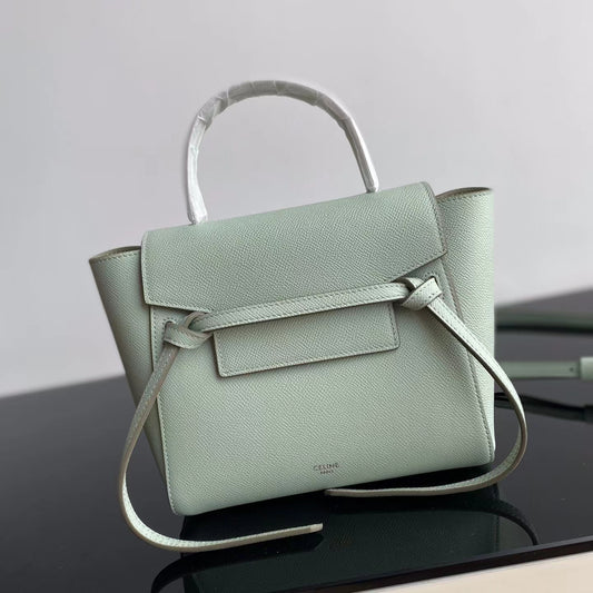 Celine Belt Nano Bag In Avocado Green Grained Calfskin