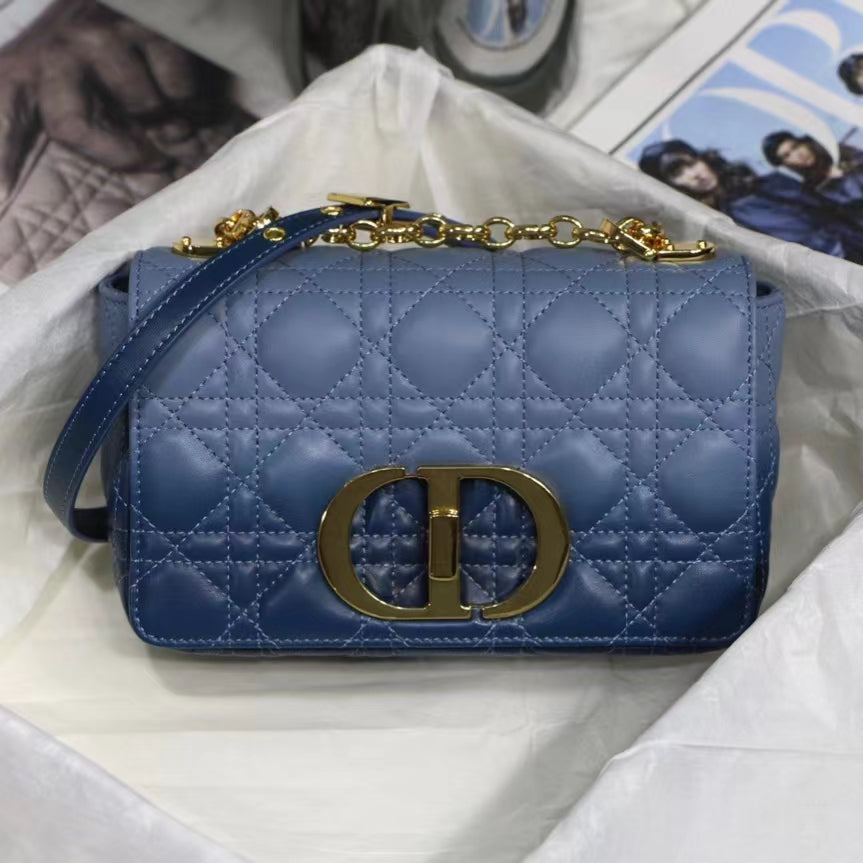 Dior Caro Small Bag In Blue Gradient Cannage Calfskin