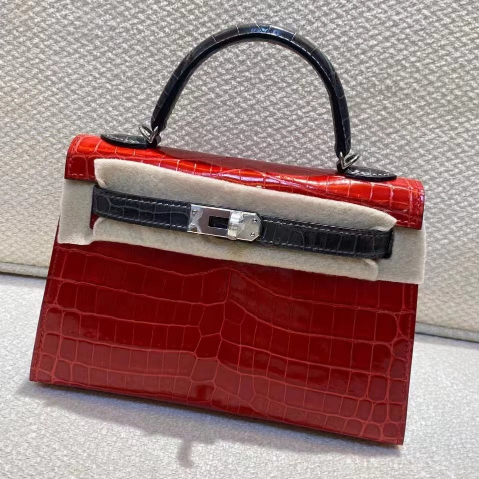 Hermes Red Crocodile Mini Kelly II 20 cm