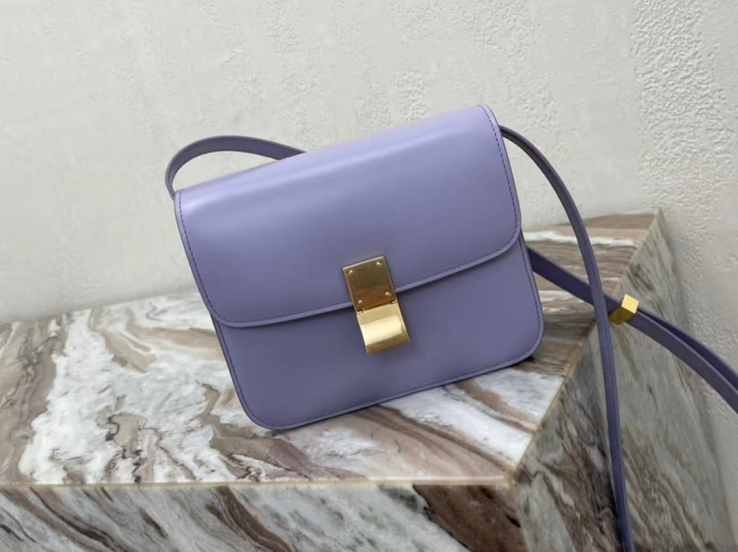 Celine Classic Box Small Bag In Purple Box Calfskin