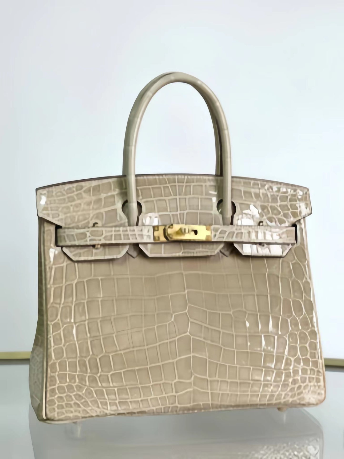 Hermes Birkin 30 Nude Crocodile Leather Bag