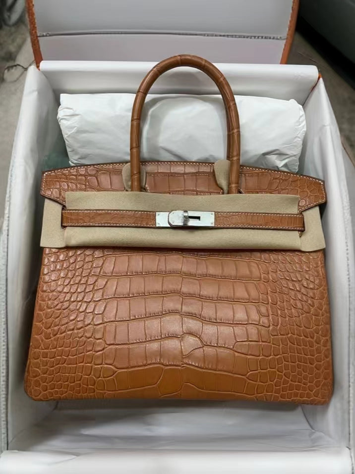 Hermes Birkin 30 Brown Crocodile Leather Bag