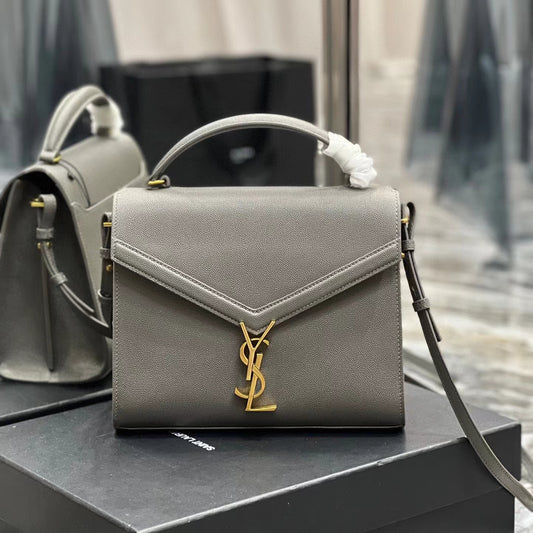 Saint Laurent Large Cassandra Bag In Gray Calfskin