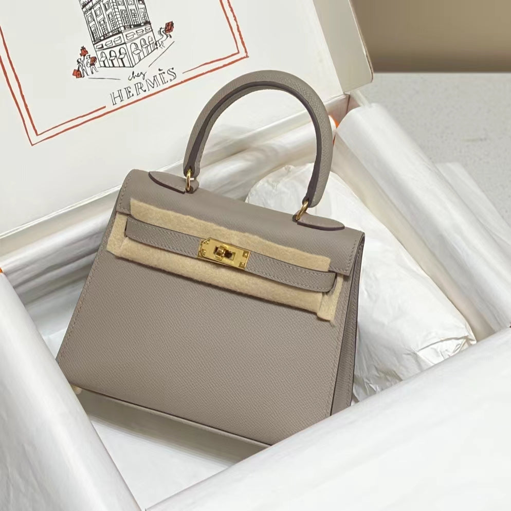 Hermes Kelly 20cm Bag In Gris Asphalt Epsom Leather