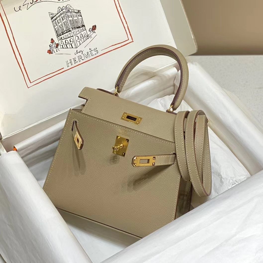 Hermes Kelly 20cm Bag In Trench Epsom Leather