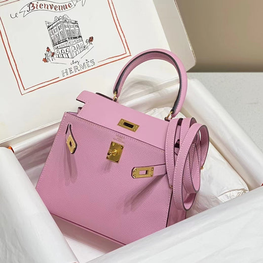 Hermes Kelly 20cm Bag In Mauve Sylvestre Epsom Leather