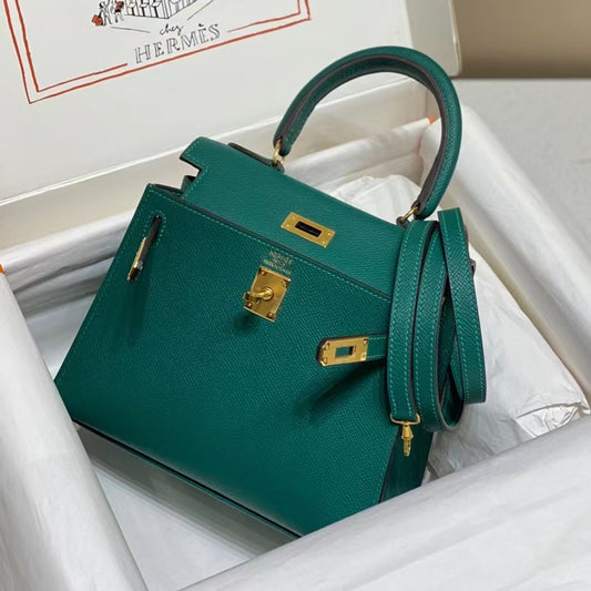 Hermes Kelly 20cm Bag In Emerald Epsom Leather