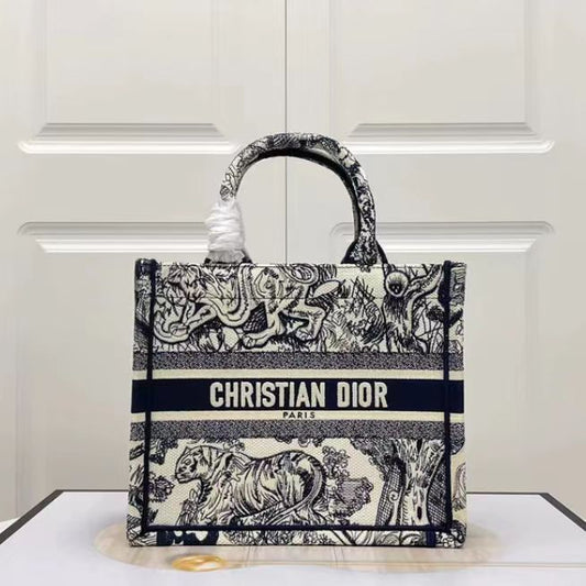 Dior Zoo Embroidery Series Small Tote Bag