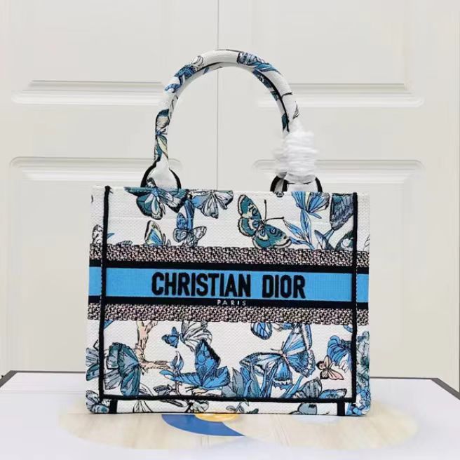 Dior Jouy Print Embroidered Small Book Tote Bag