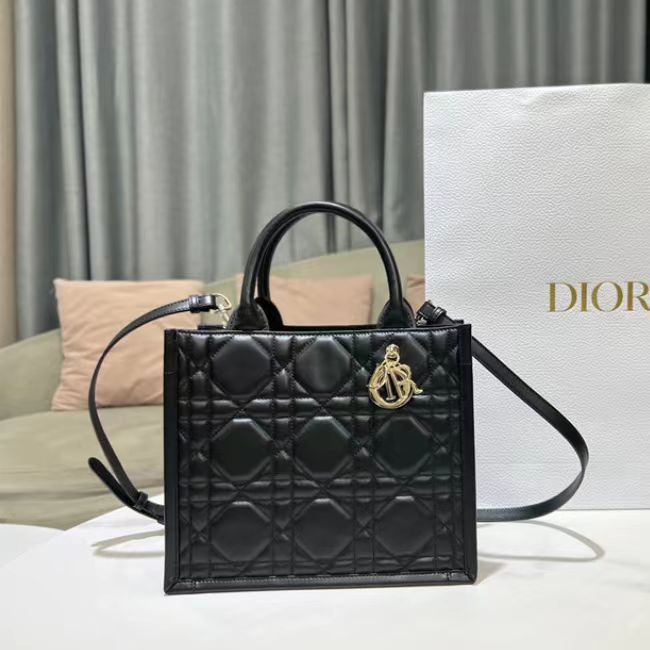 Dior Black Small Lady Tote Bag With Soft Lambskin