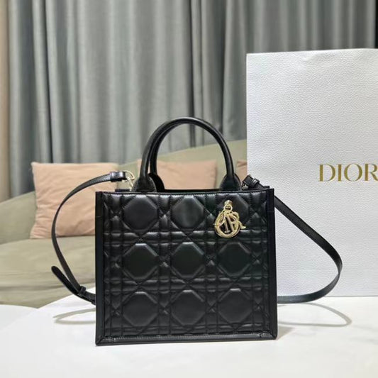 Dior Black Small Lady Tote Bag With Soft Lambskin