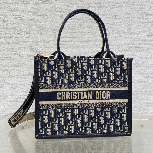 Dior Blue Presbyopia Embroidered Small Tote Bag