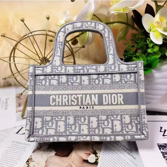 Dior Gray Animal Jungle Embroidered Mini Book Tote Bag