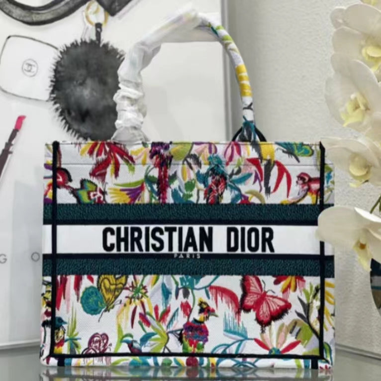 Dior Jungle Realm Embroidery Series Medium Tote Bag