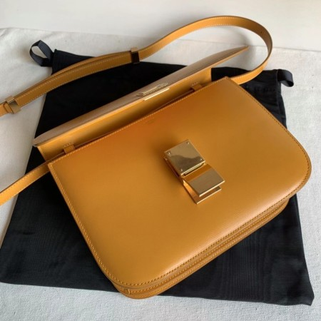 Celine Classic Box Medium Bag In Yellow Box Calfskin