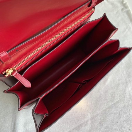 Celine Classic Box Medium Bag In Red Box Calfskin