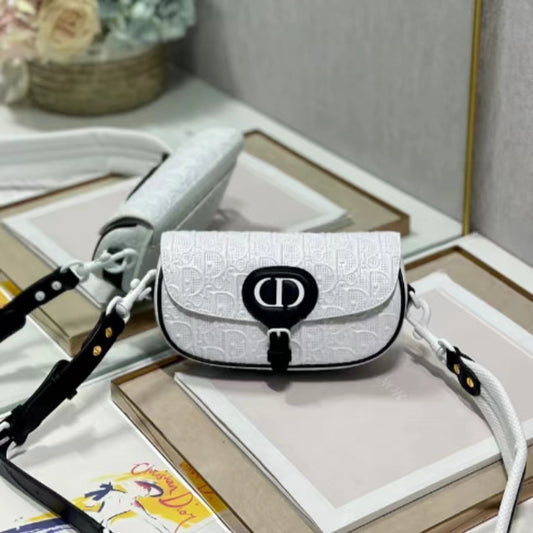 Dior Bobby East-West Bag In White Retro Calfskin Texture