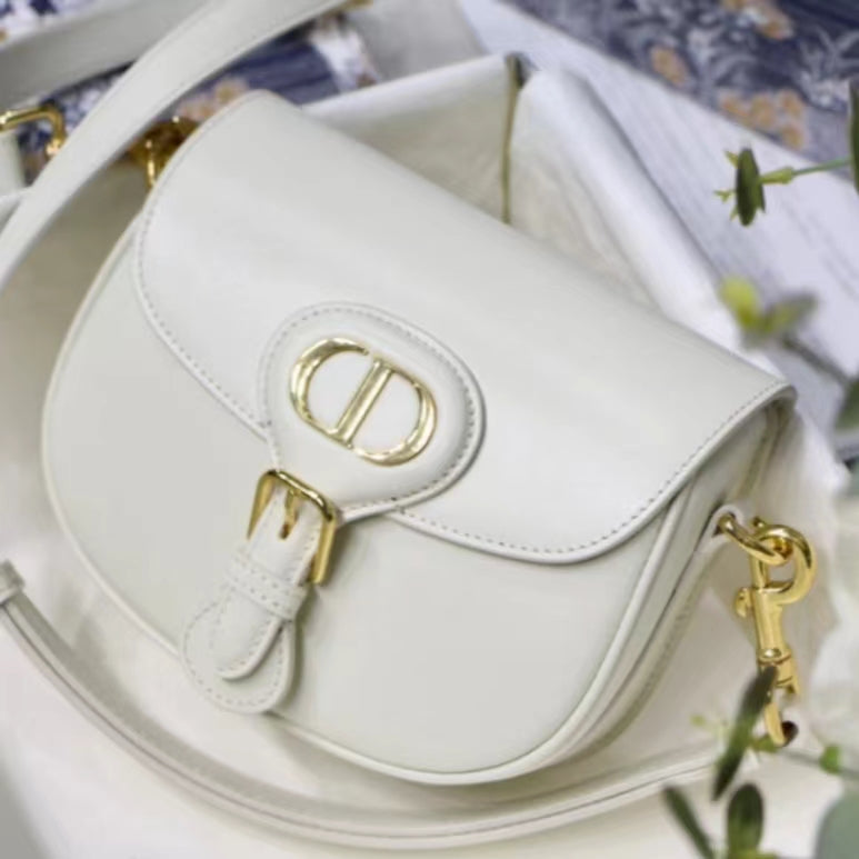 Dior Bobby Large Wide Shoulder Strap  Bag In White Calfskin