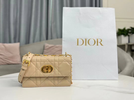 Dior Caro Mini Bag In Apricot Cannage Calfskin