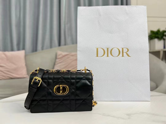 Dior Caro Mini Bag In Black Cannage Calfskin