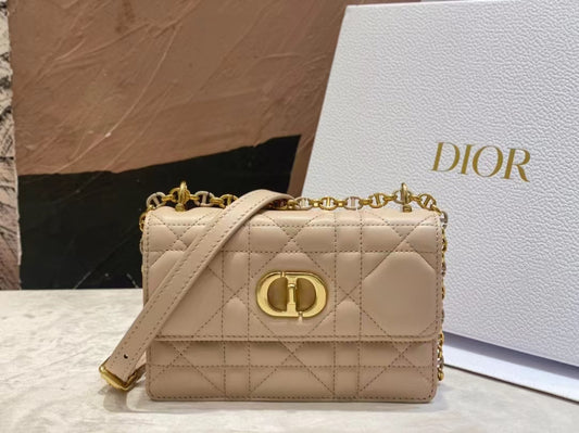 Dior Caro Mini Bag In Beige Cannage Calfskin