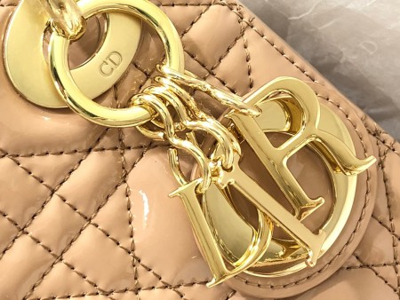 Dior Lady Dior Mini Bag with Chain in Nude Cannage Lambskin