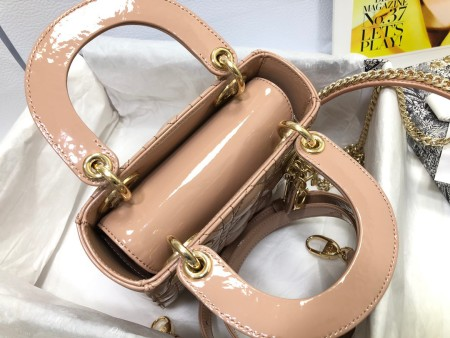 Dior Lady Dior Mini Bag with Chain in Nude Cannage Lambskin