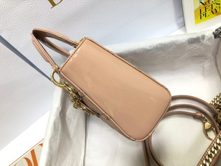 Dior Lady Dior Mini Bag with Chain in Nude Cannage Lambskin