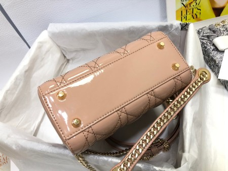 Dior Lady Dior Mini Bag with Chain in Nude Cannage Lambskin