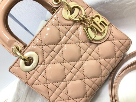 Dior Lady Dior Mini Bag with Chain in Nude Cannage Lambskin