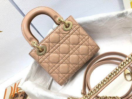 Dior Lady Dior Mini Bag with Chain in Nude Cannage Lambskin