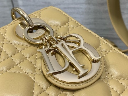 Dior Small Lady Dior  Bag in Pastel Yellow Lambskin