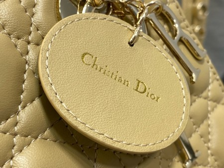 Dior Small Lady Dior  Bag in Pastel Yellow Lambskin