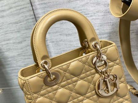 Dior Small Lady Dior  Bag in Pastel Yellow Lambskin