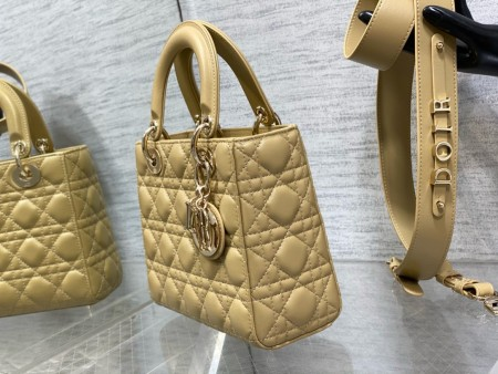 Dior Small Lady Dior  Bag in Pastel Yellow Lambskin