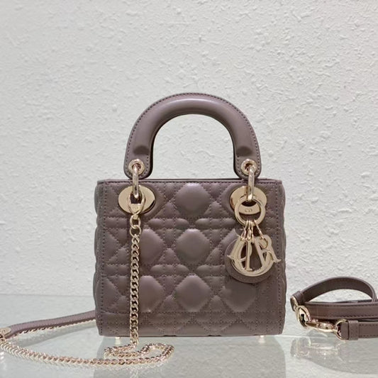 Dior Small Lady Bag In Lotus Color Cannage Lambskin