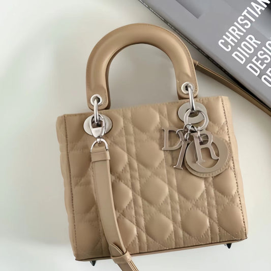 Dior Small Lady Dior in Beige Cannage Lambskin